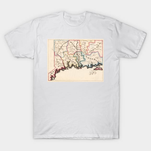 Vintage Map of Connecticut (1819) T-Shirt by Bravuramedia